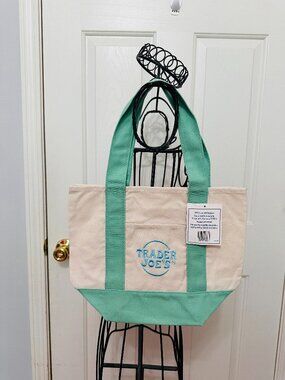 TIK TOK FAMOUS TRADER JOE'S PASTEL SPRING MINI CANVAS TOTE BAG GREEN